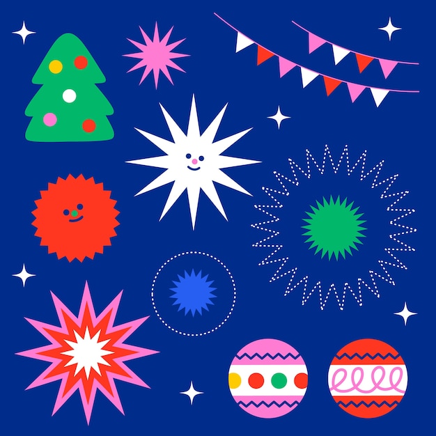 Vector colección de elementos de diseño plano para la celebración de la temporada navideña.