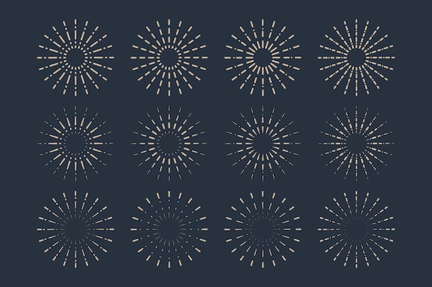 Colección de elementos de diseño vintage de sunburst