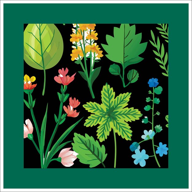 Colección de elementos florales y botánicos vector Conjunto de follaje de hojas flores silvestres plantas florecen