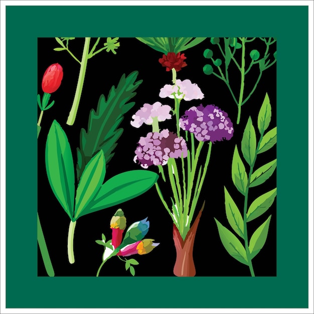 Colección de elementos florales y botánicos vector Conjunto de follaje de hojas flores silvestres plantas florecen