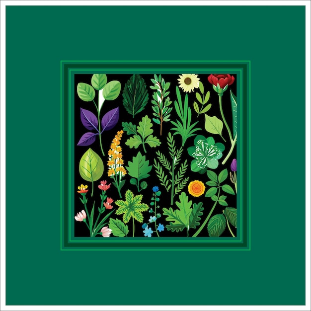 Colección de elementos florales y botánicos vector Conjunto de follaje de hojas flores silvestres plantas florecen
