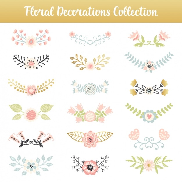 Vector colección de elementos florales decorativos