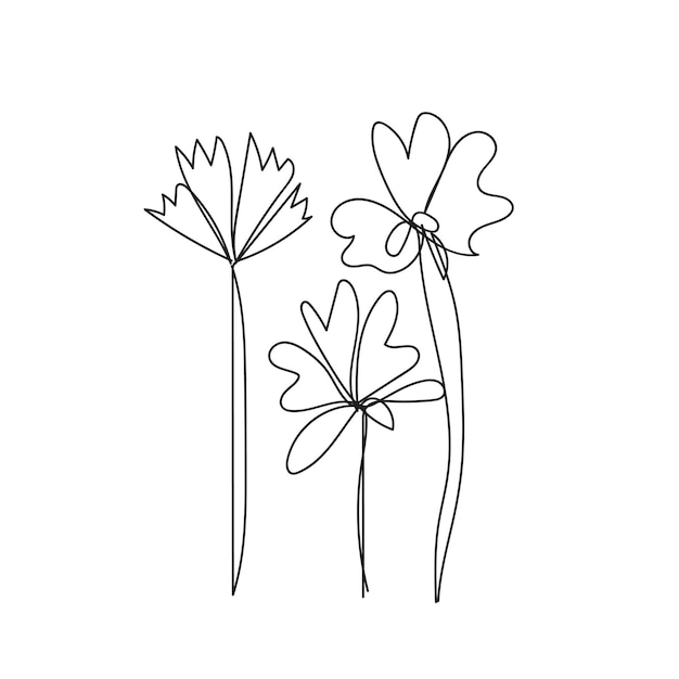 Colección de elementos florales dibujados a mano por vectores