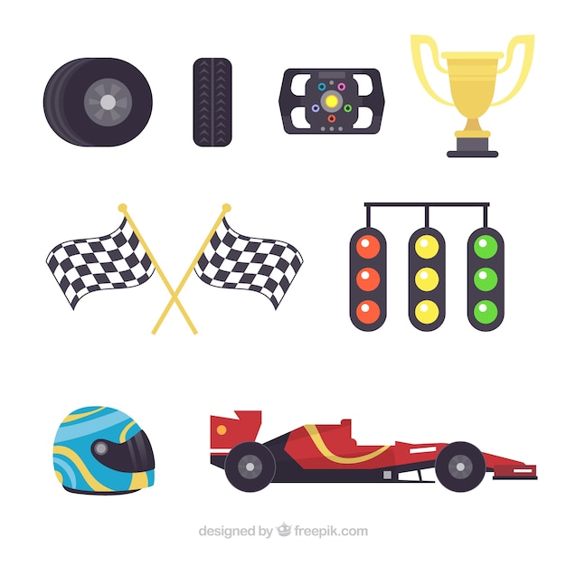 Vector colección de elementos de formula 1