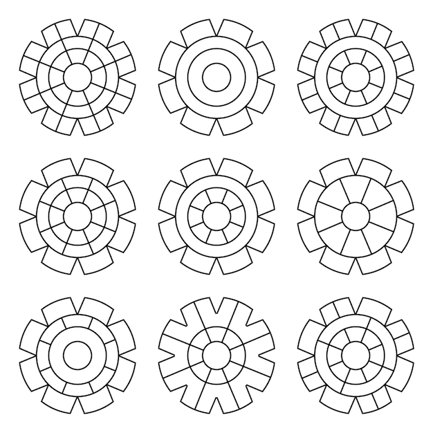 Vector colección de elementos geométricos abstractos forma de mandala simple para colorear mandala vectorial