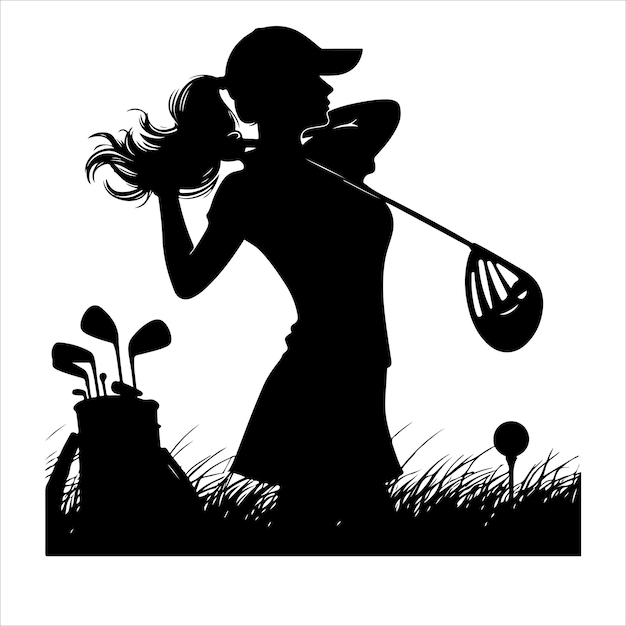 Vector colección de elementos de golf antiguos vector swing jugador de golf posa silueta vectorial