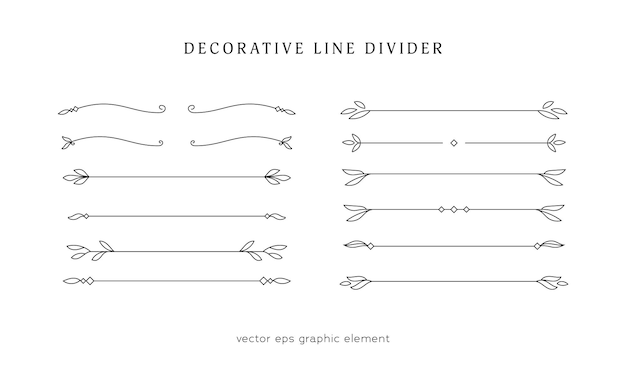 Vector colección de elementos gráficos de borde divisorio de línea decorativa