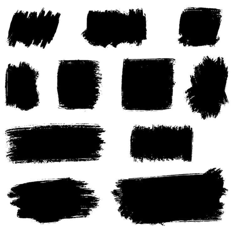 Vector colección de elementos gráficos dibujados a mano de pincel vectorial. conjunto de trazos de pincel de vector aislado sobre fondo blanco. ilustración vectorial.