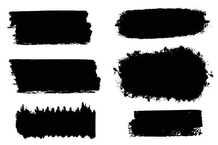 Vector colección de elementos gráficos dibujados a mano de pincel vectorial. conjunto de trazos de pincel de vector aislado sobre fondo blanco. vector