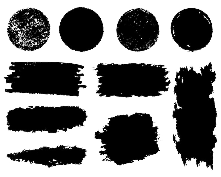 Vector colección de elementos gráficos dibujados a mano de pincel vectorial. conjunto de trazos de pincel de vector aislado sobre fondo blanco.