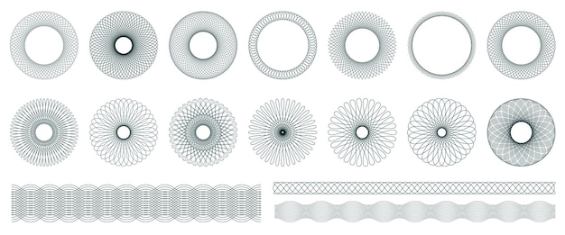 Vector colección de elementos gráficos espirógrafos de formas abstractas para la ilustración vectorial de diseño