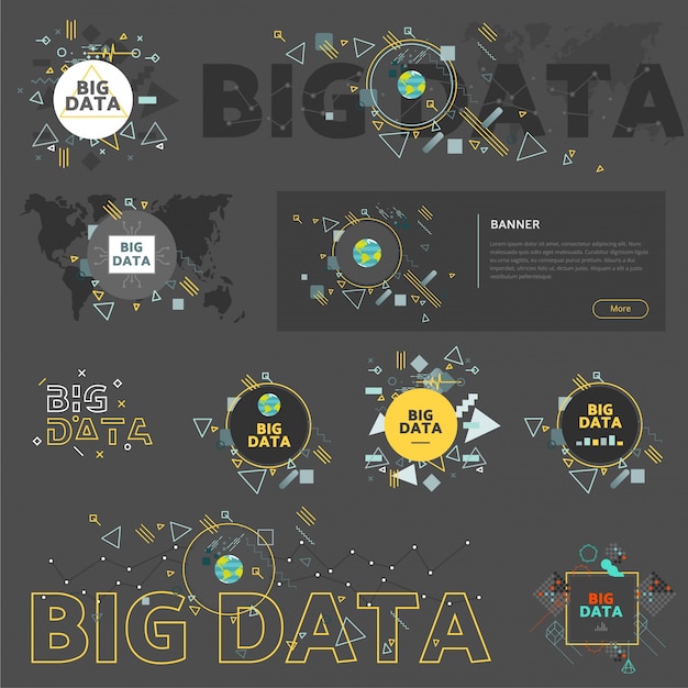 Colección de elementos gráficos de gran concepto de vector de datos