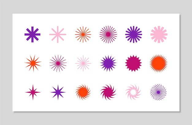 Colección de elementos gráficos vectoriales de estrellas de colores