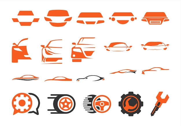 Colección de elementos de íconos de logotipos de vehículos automotores