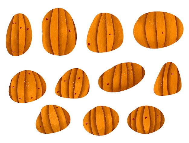 Colección de elementos de ilustración de Halloween de calabazas dibujadas a mano