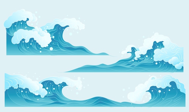 Colección de elementos ilustrativos para olas y pulverización