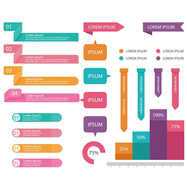 Colección de elementos de infografía degradados