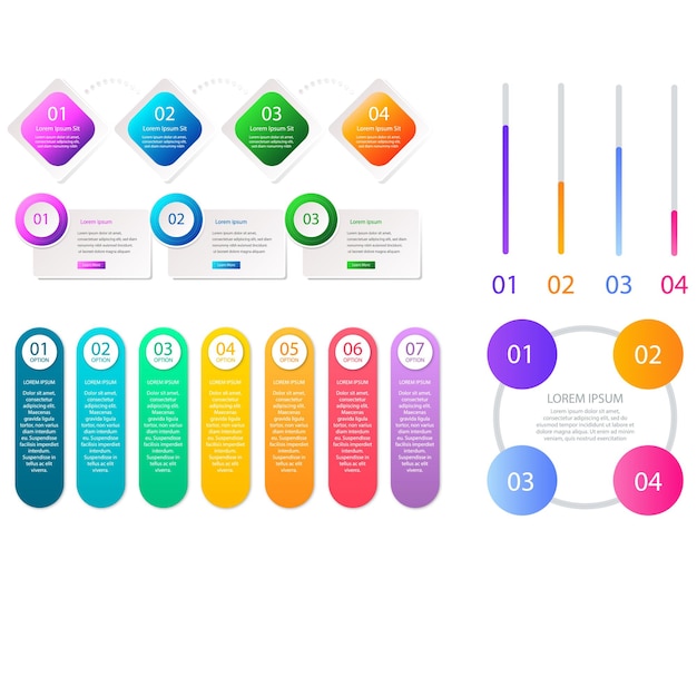 Colección de elementos de infografía degradados