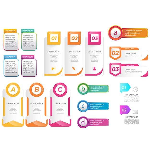 Colección de elementos de infografía degradados