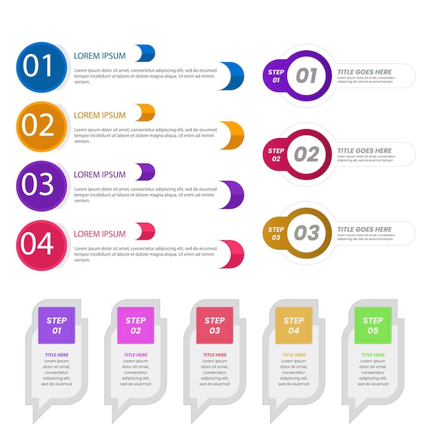 Colección de elementos de infografía degradados