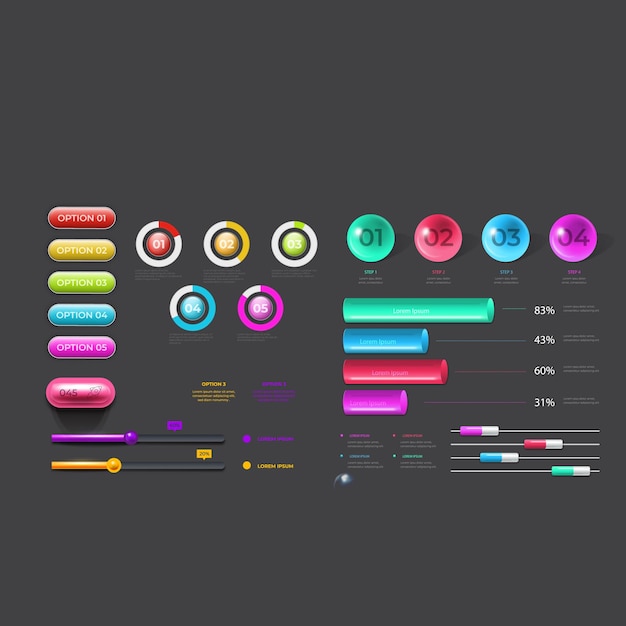Colección de elementos de infografía degradados