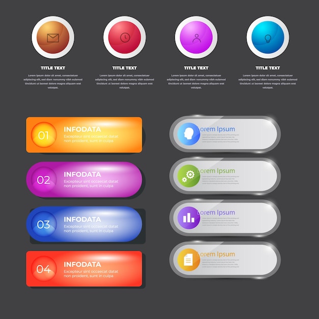 Colección de elementos de infografía degradados