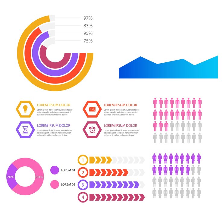 Vector colección de elementos de infografía degradados