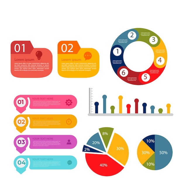 Colección de elementos de infografía degradados
