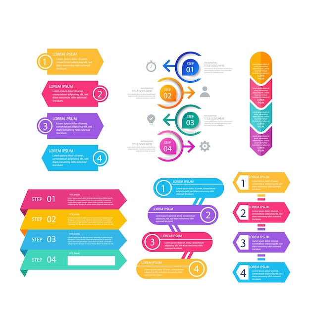 Colección de elementos de infografía degradados