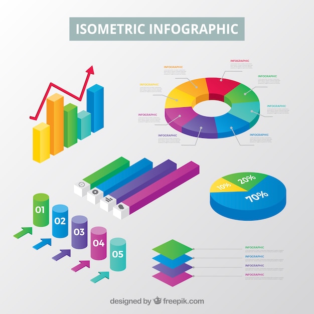 Colección de elementos de infografía en estilo isométrico