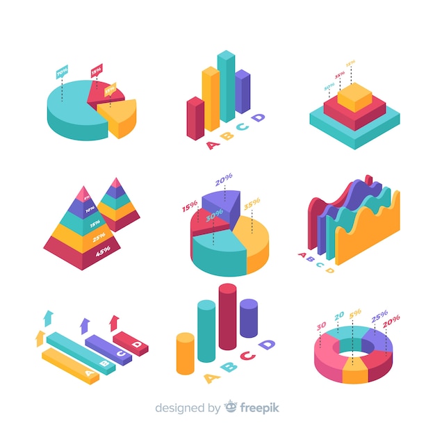 Colección de elementos de infografía isométrica
