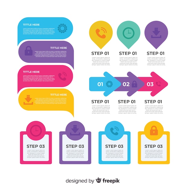 Colección de elementos de infografía plana