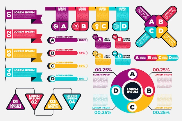 Colección de elementos de infografía plana