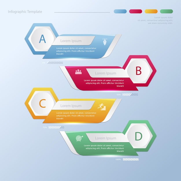 Una colección de elementos infográficos con un estandarte mínimo de estilo plano