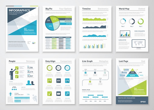 Colección de elementos infográficos y folletos empresariales