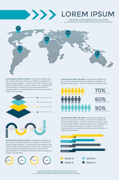 Colección de elementos infográficos: ilustración vectorial de negocios para presentación, folleto, sitio web, blog, diseño de flujo de trabajo, folleto, pancarta, tarjeta, opciones de aumento, diseño web, afiche, volante, línea de tiempo.