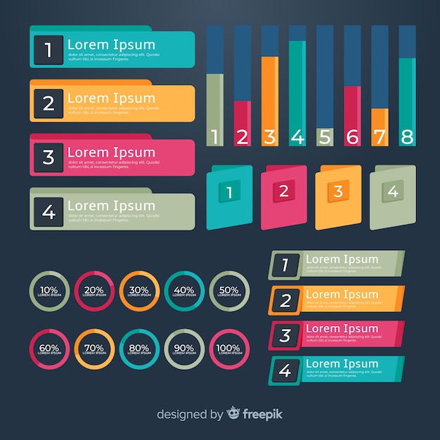 Colección de elementos infográficos planos