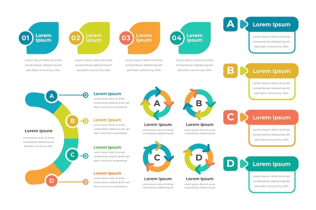 Colección de elementos infográficos planos