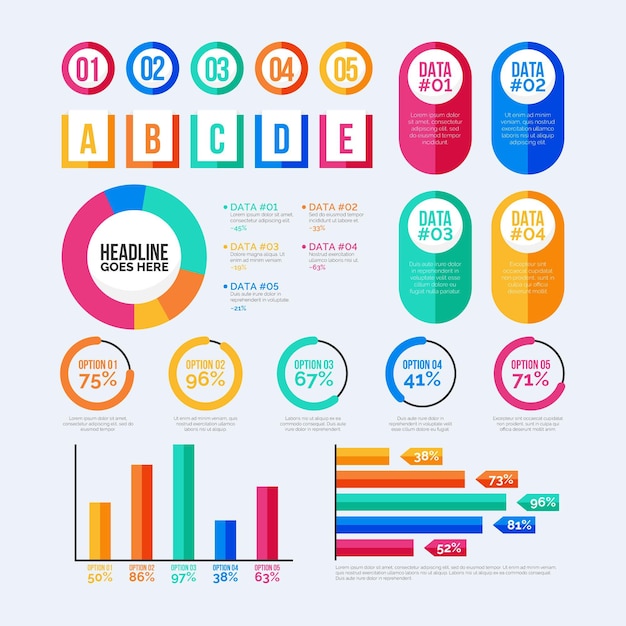 Colección de elementos infográficos planos