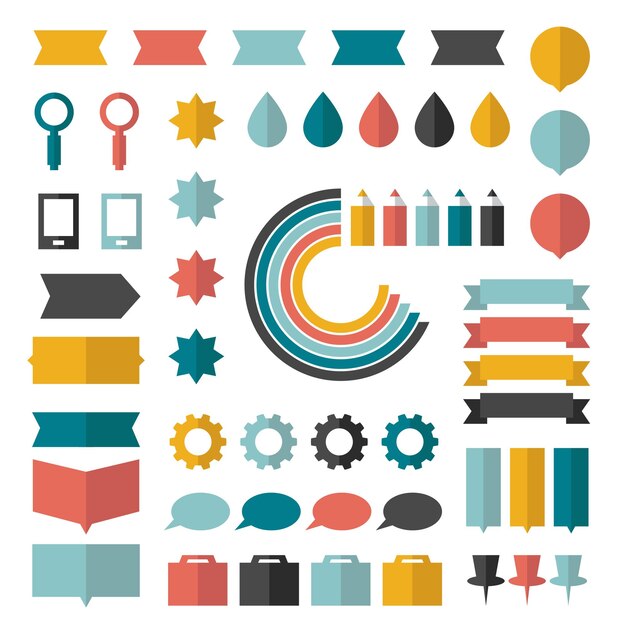 Colección de elementos infográficos planos.