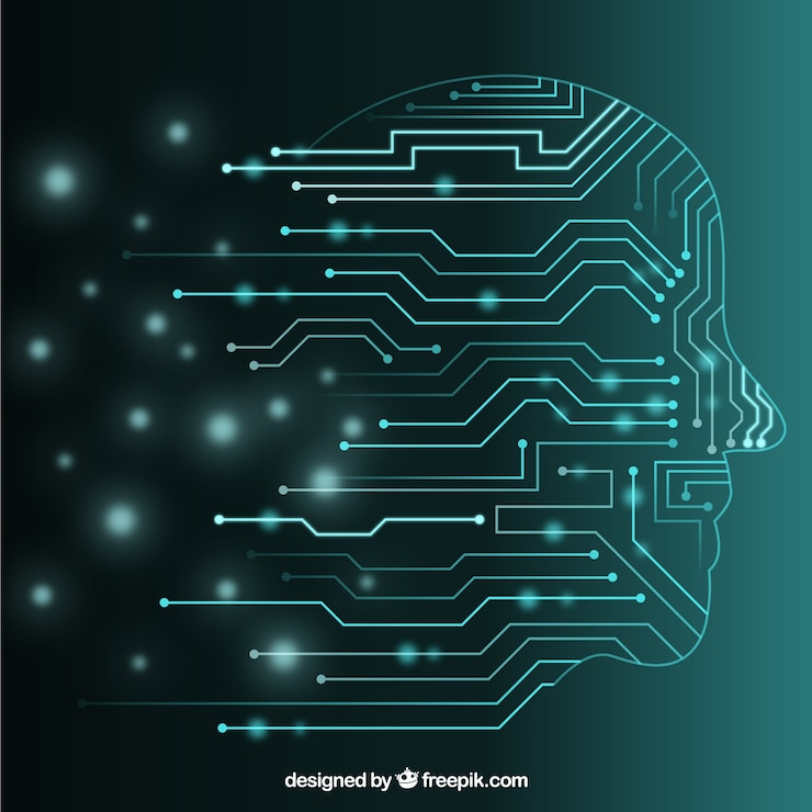 Vector colección de elementos de inteligencia artificial en diseño plano