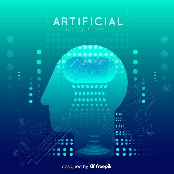 Vector colección de elementos de inteligencia artificial en diseño plano
