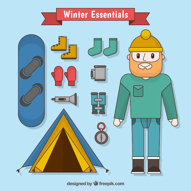 Vector colección de elementos de invierno