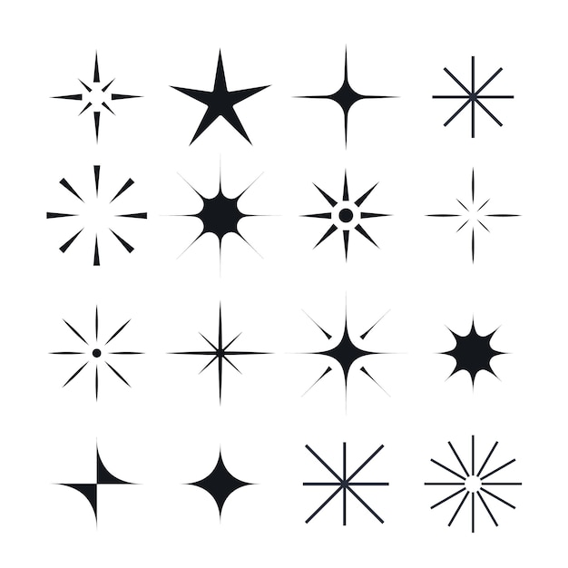 Colección de elementos modernos minimalistas de estrellas y chispas Diseño vectorial e ilustraciones