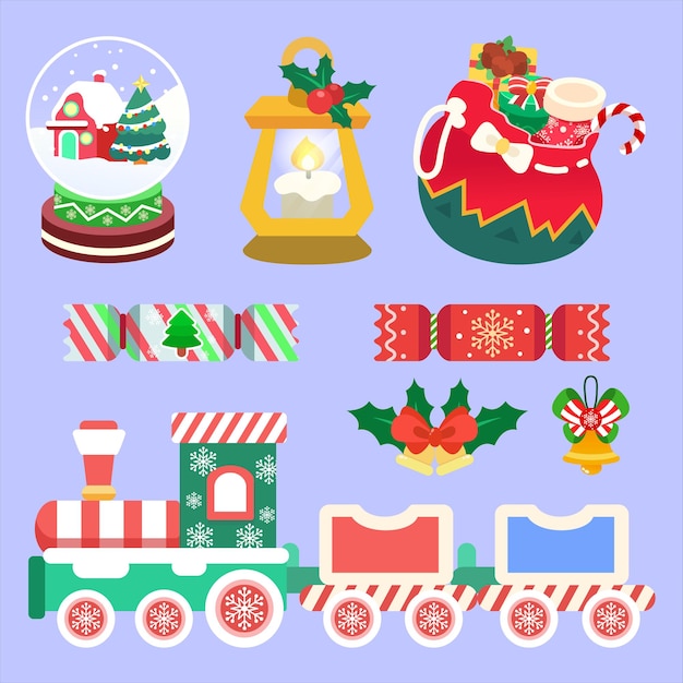 Vector colección de elementos de navidad de diseño plano vectorial