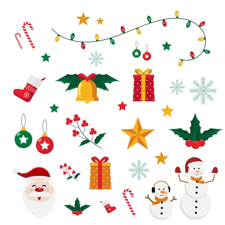 Vector colección de elementos de navidad de diseño plano vectorial