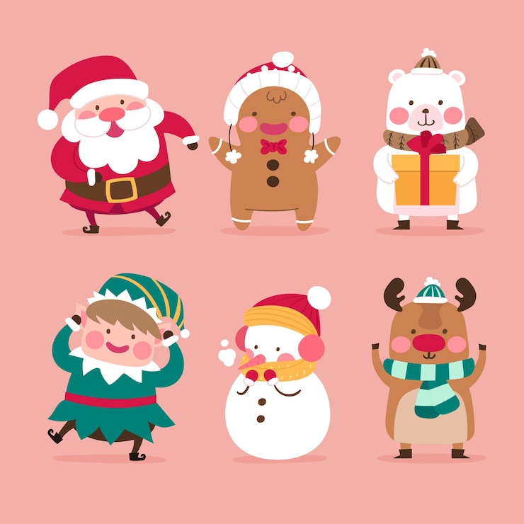 Vector colección de elementos de navidad de diseño plano