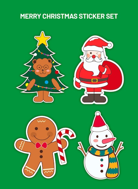 Colección de elementos de Navidad planos dibujados a mano