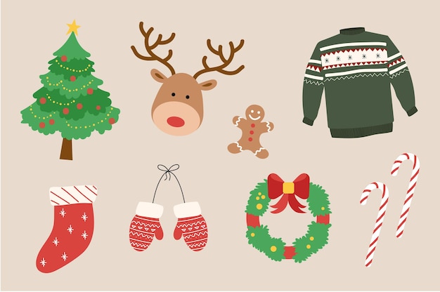 Colección de elementos de la Navidad