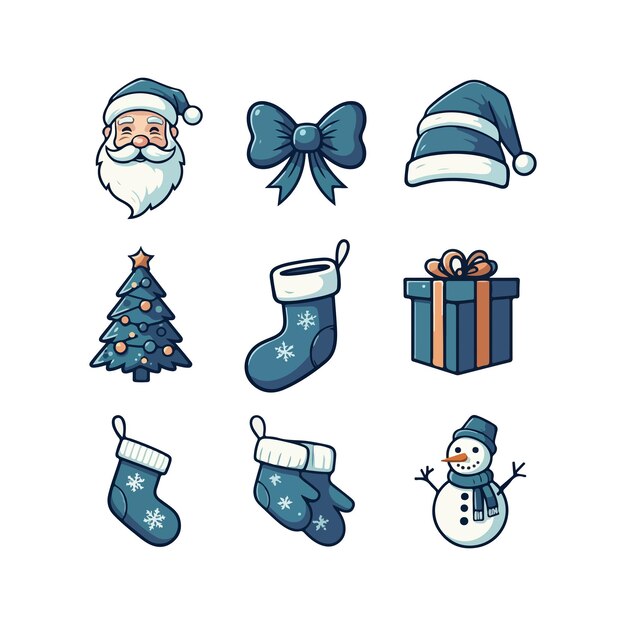 Colección de elementos navideños adornos navideños Iconos de Navidad adornos Santa More